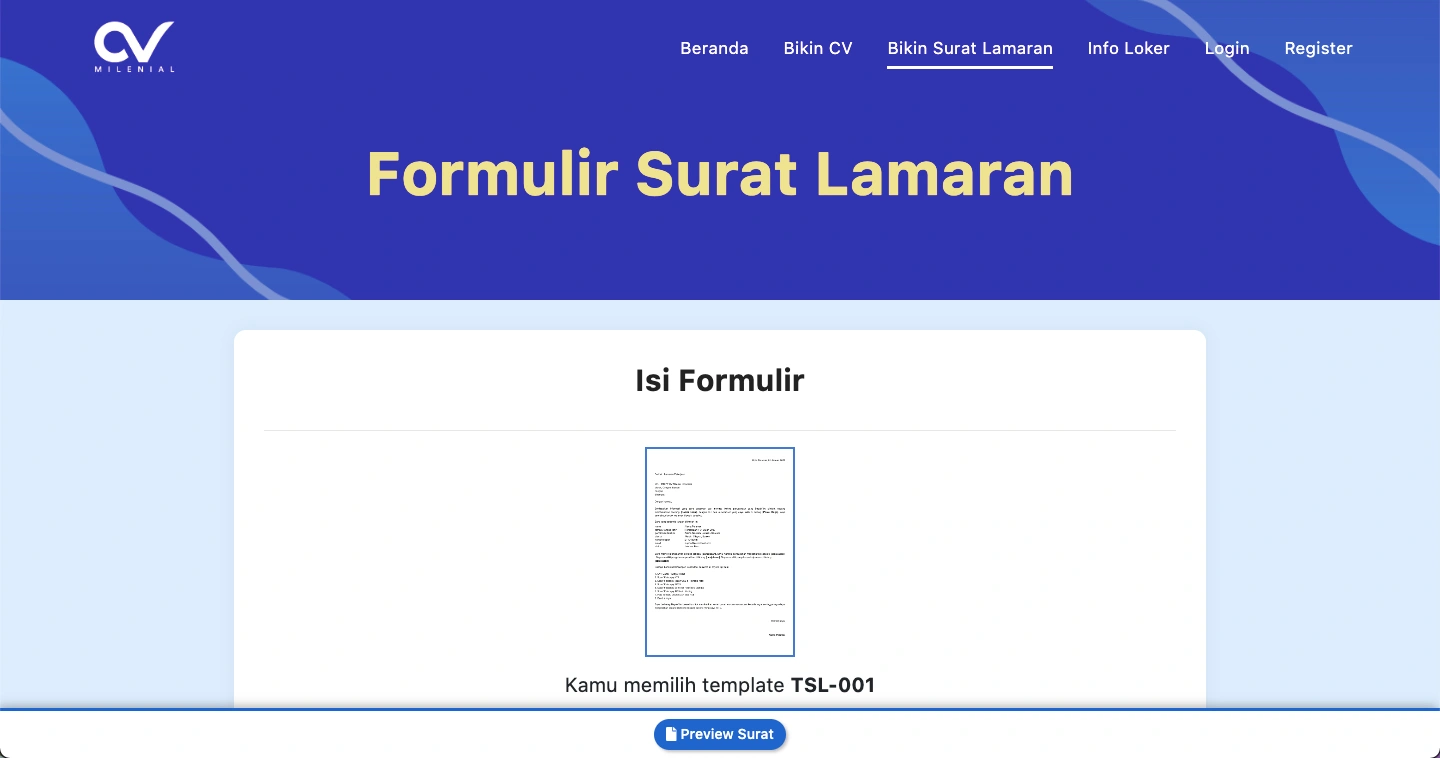 Cara Membuat Surat Lamaran Gratis dan Otomatis Menggunakan Platform CV Milenial