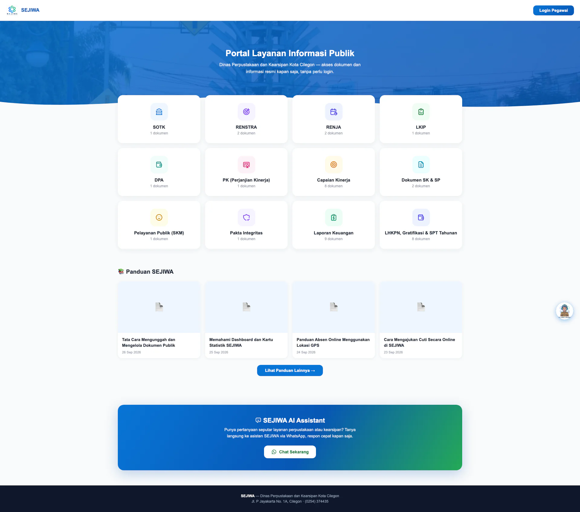 Web SEJIWA - Dinas Perpus Cilegon