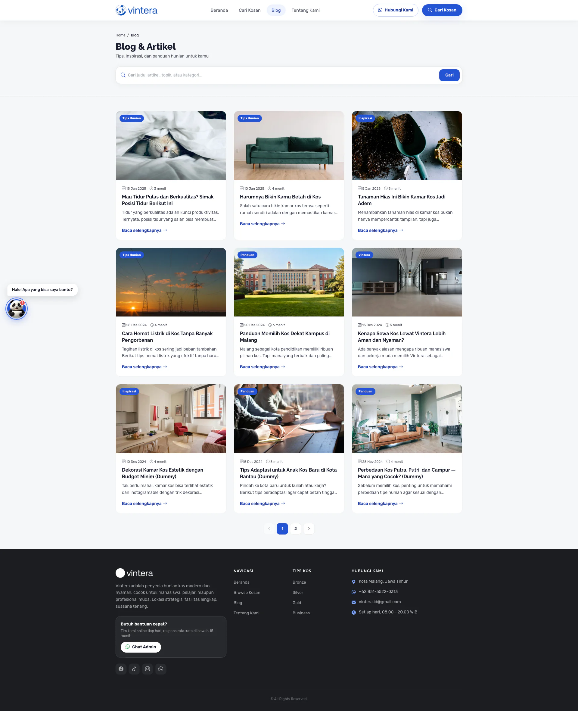 Gallery Web Booking Sewa Kost Online