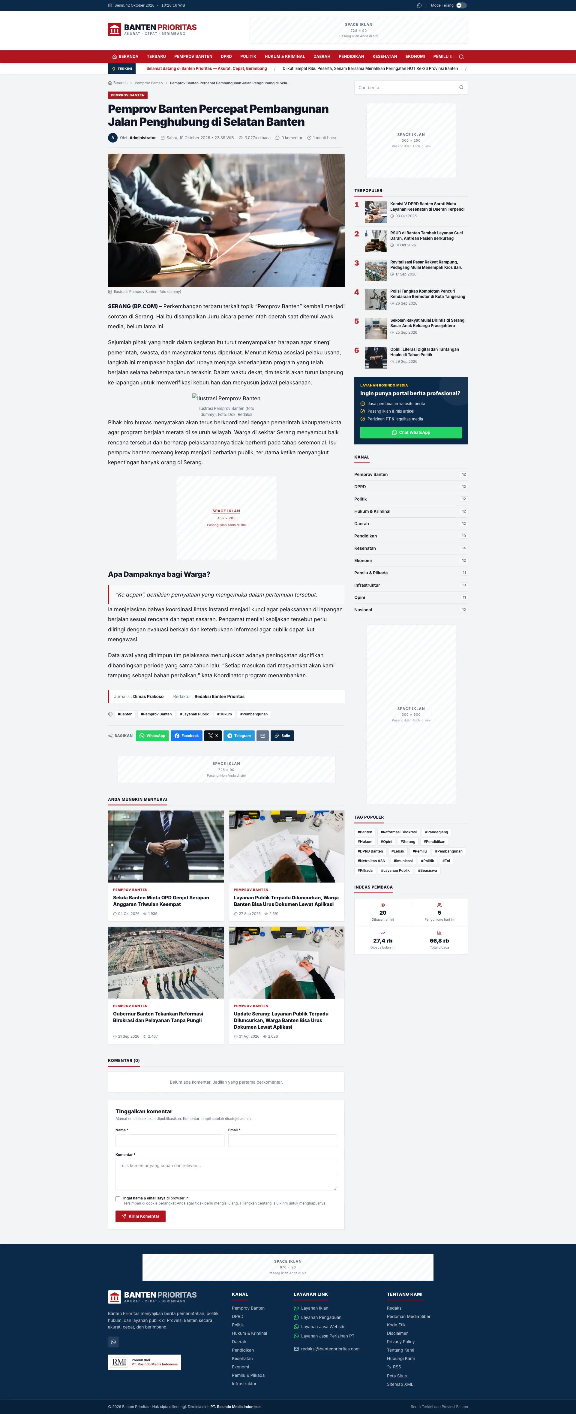 Gallery Web Portal Berita Banten Prioritas