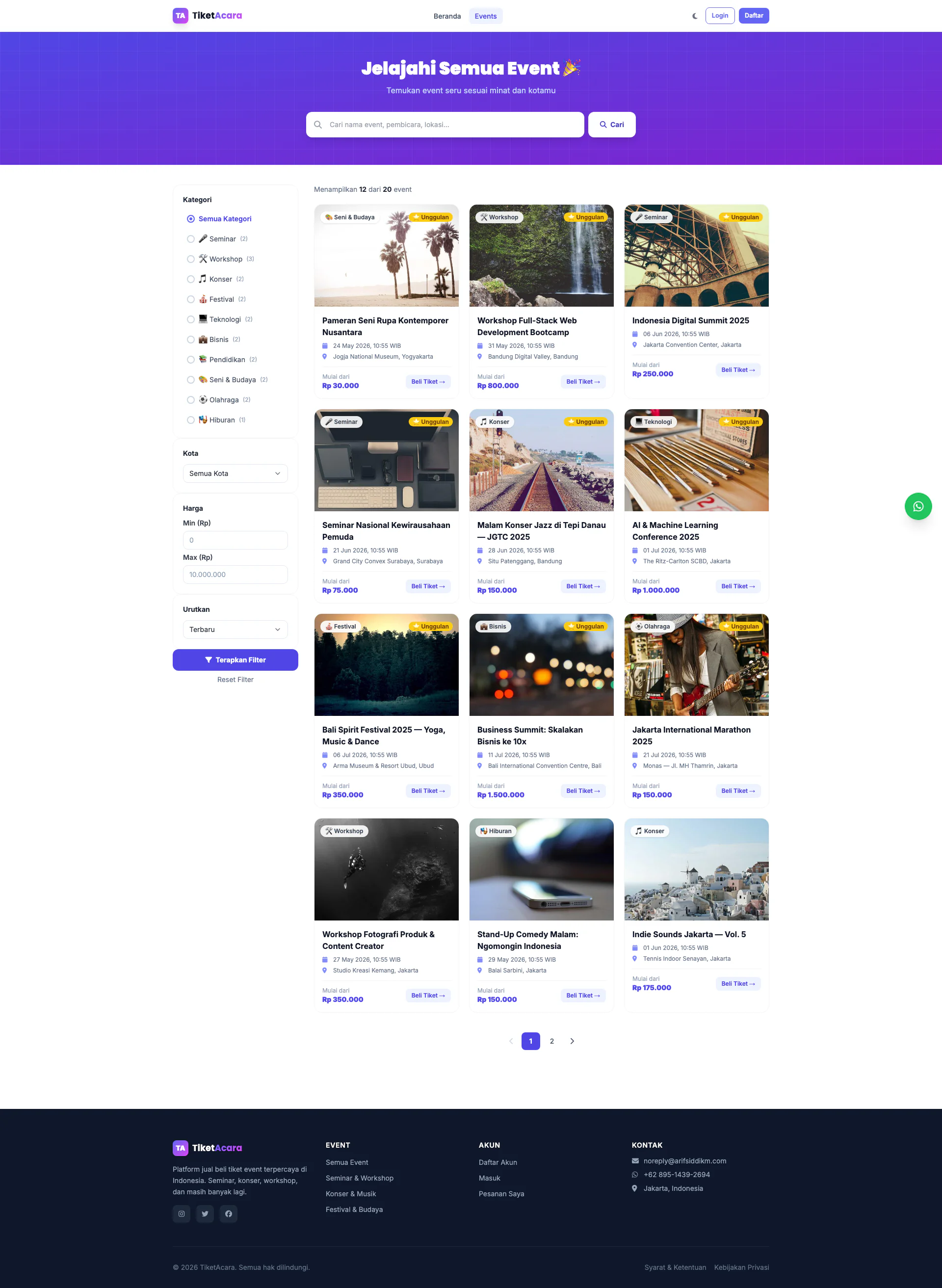 Gallery Web Pemesanan Tiket Acara Online