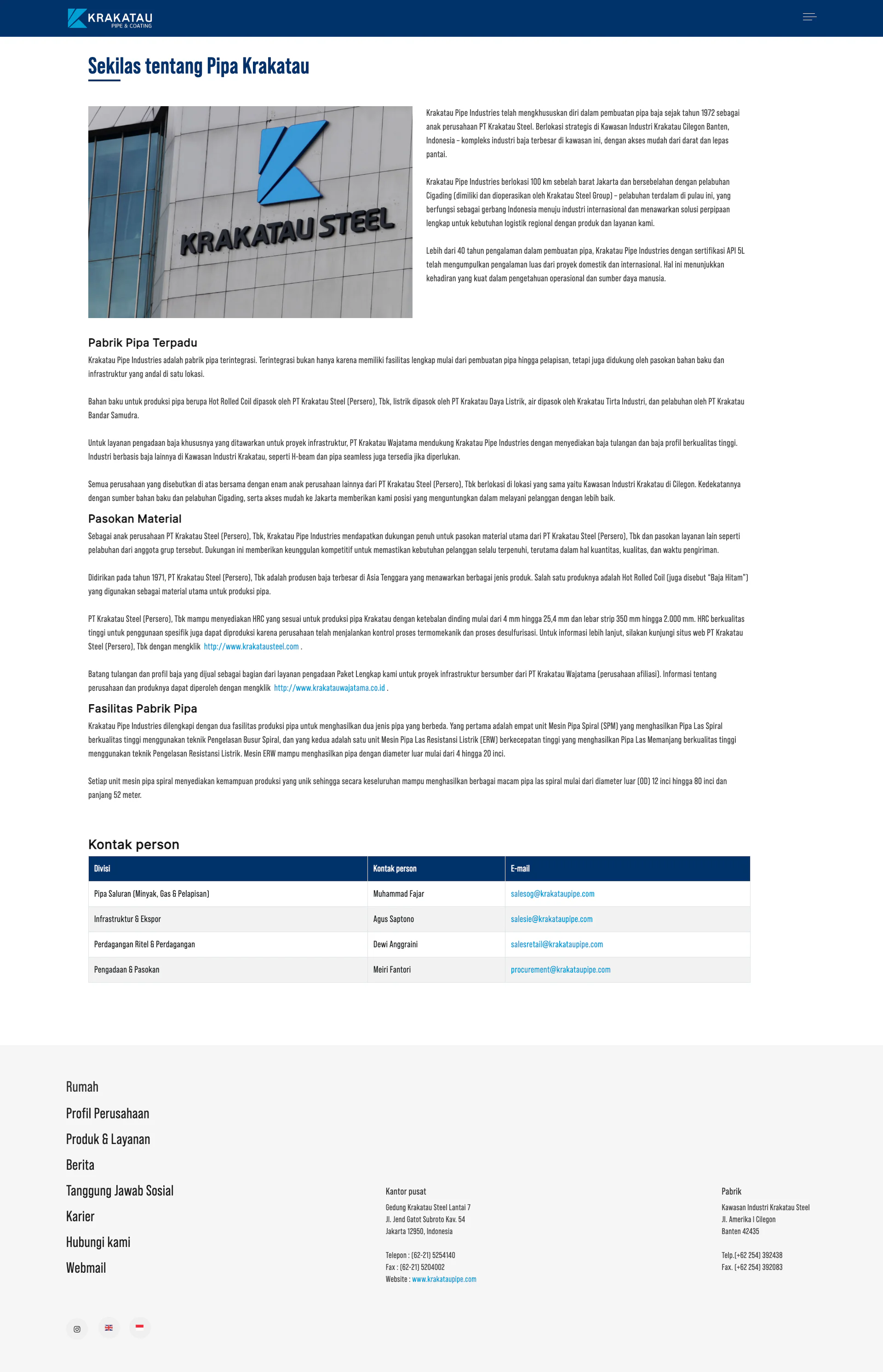 Gallery Web Profil Perusahaan PT. Krakatau Pipe Industries