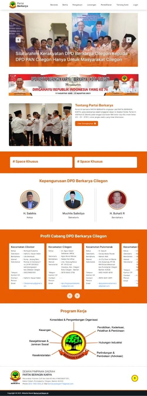 Web Partai Berkarya Cilegon