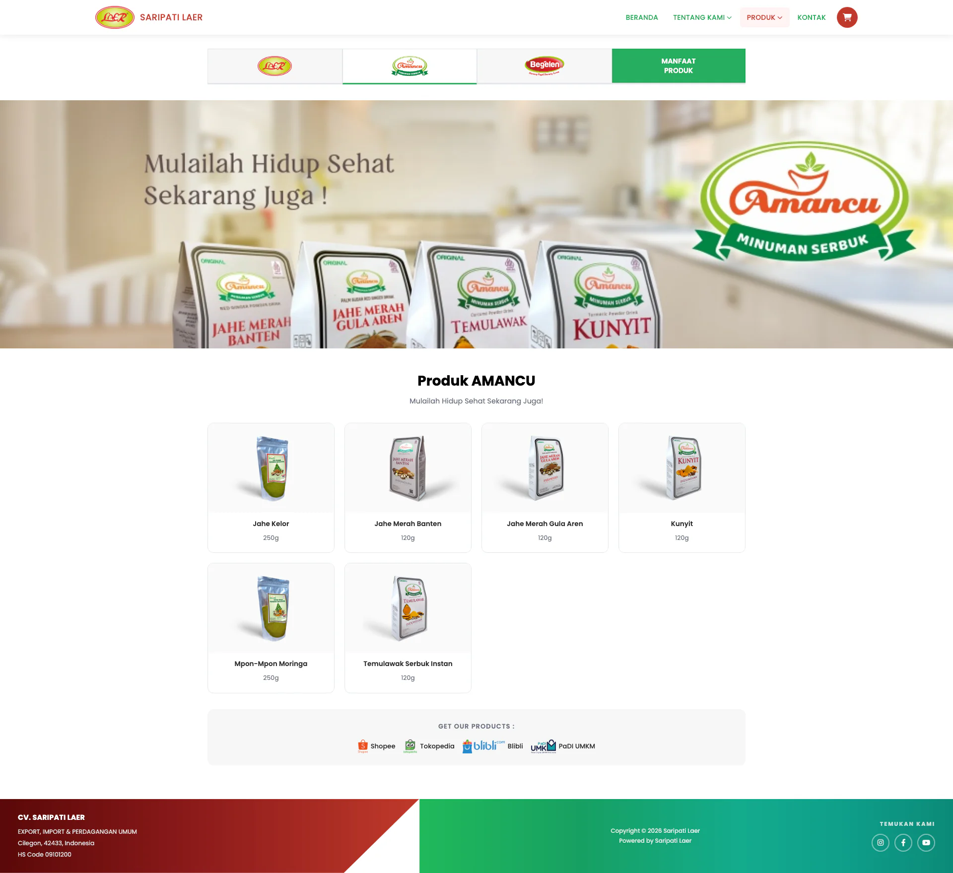 Gallery Web Profil UMKM CV. Saripati Laer Jahe Cilegon Banten