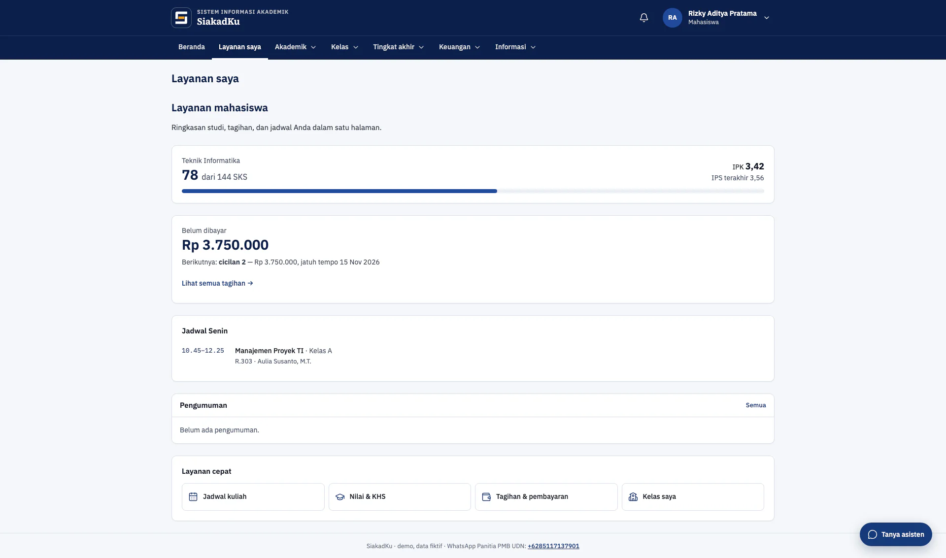 Gallery Web Sistem Informasi Akademik Kampus (SiakadKu)