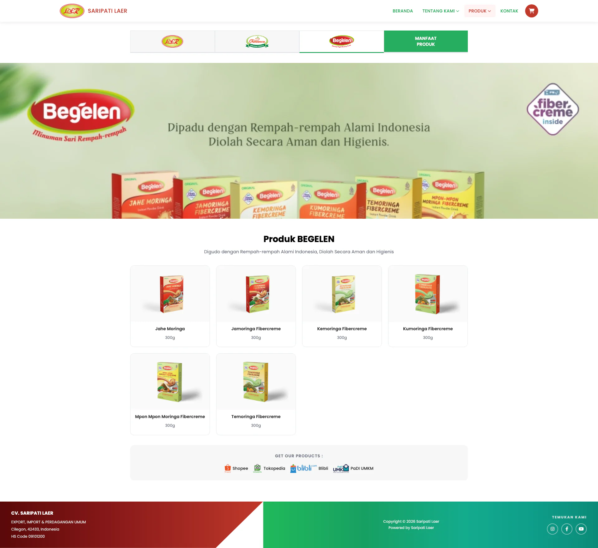 Gallery Web Profil UMKM CV. Saripati Laer Jahe Cilegon Banten