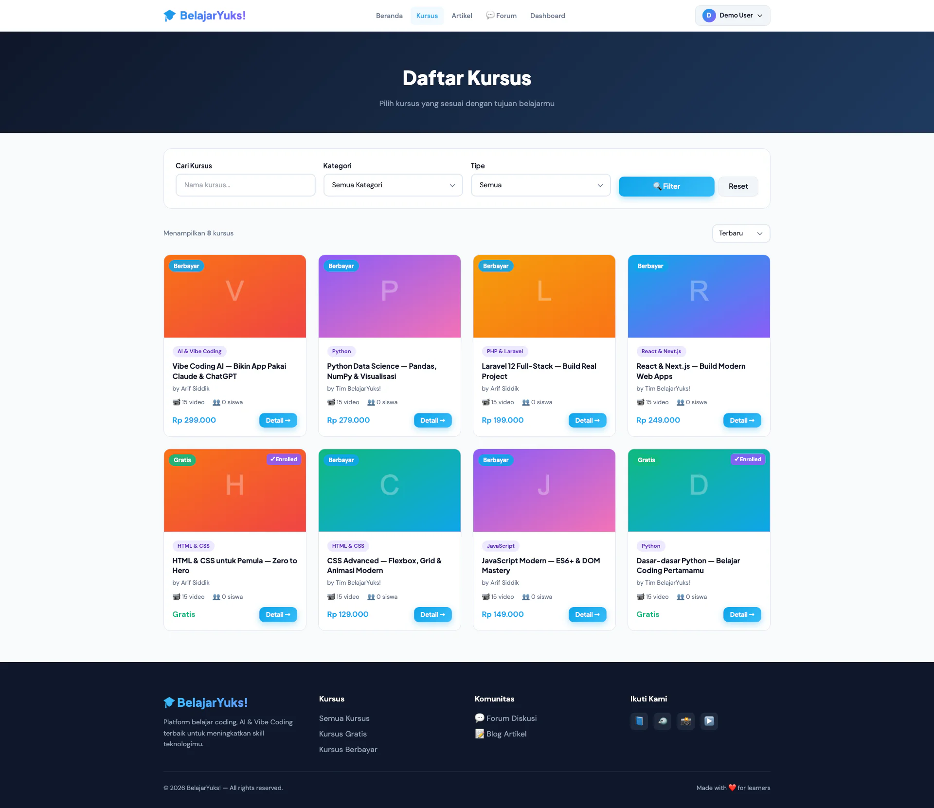 Gallery Web LMS Belajar Online