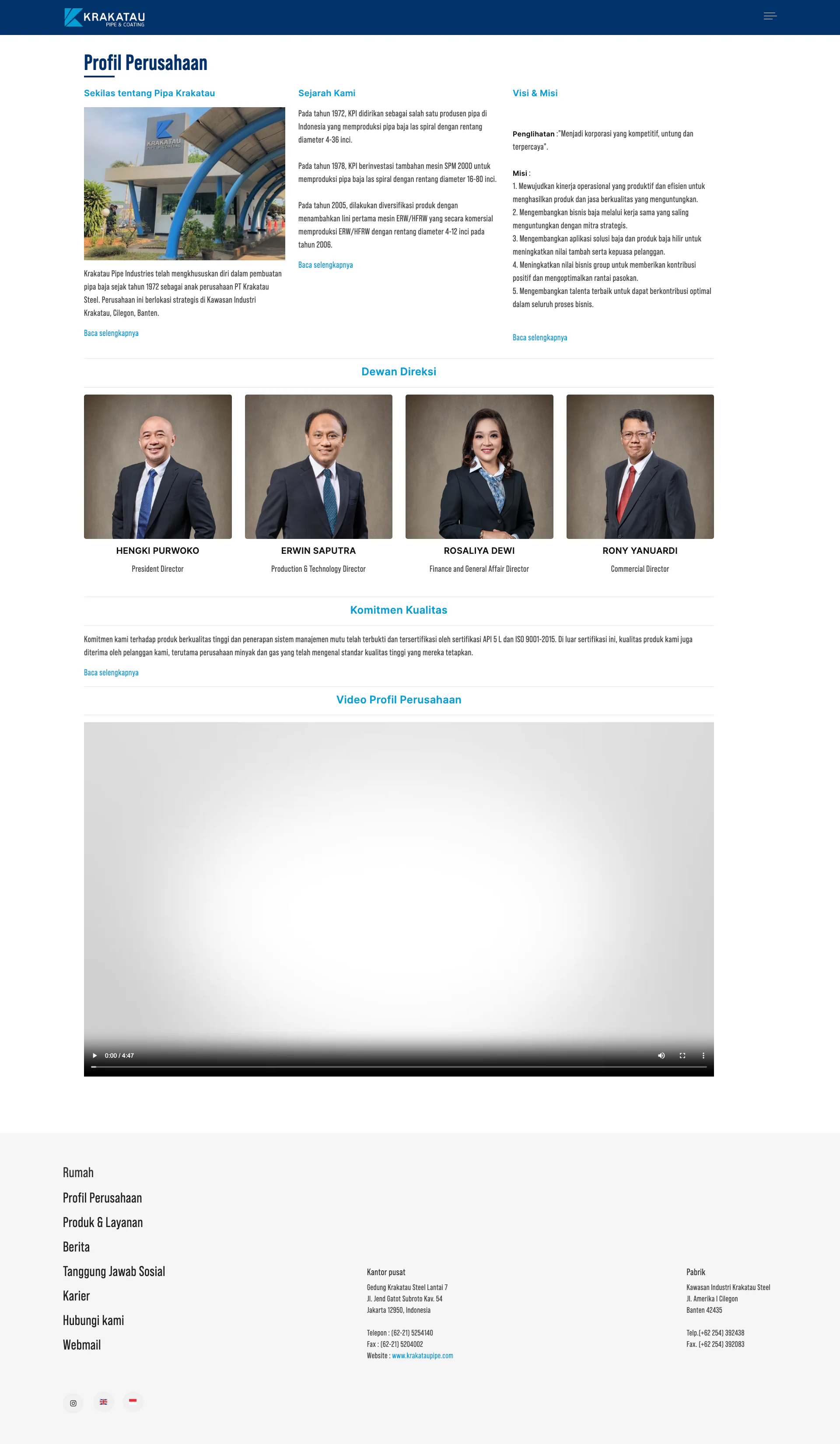 Gallery Web Profil Perusahaan PT. Krakatau Pipe Industries