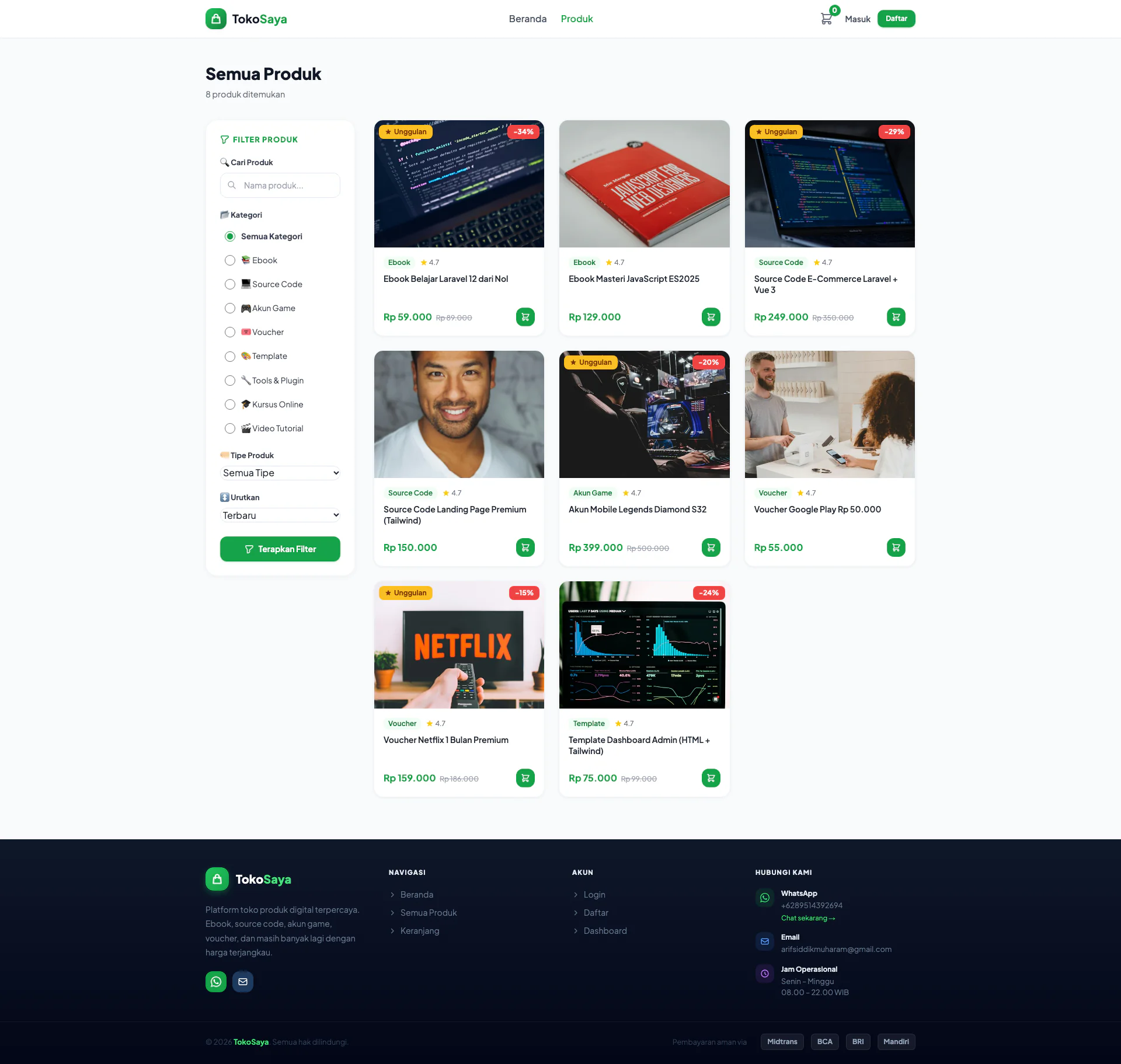Gallery Web Toko Online Produk Digital