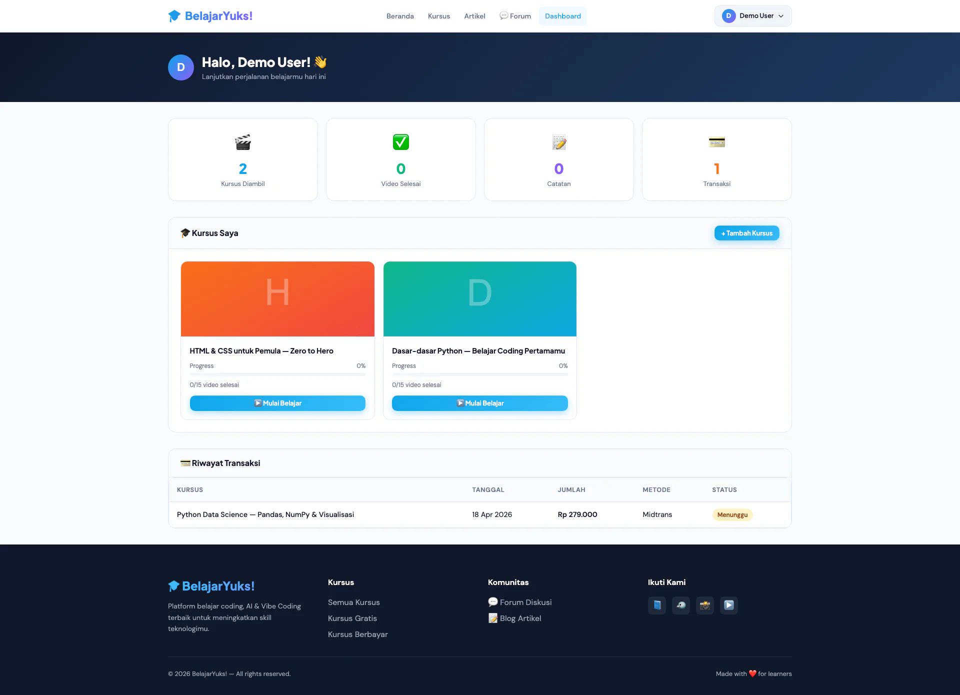Gallery Web LMS Belajar Online