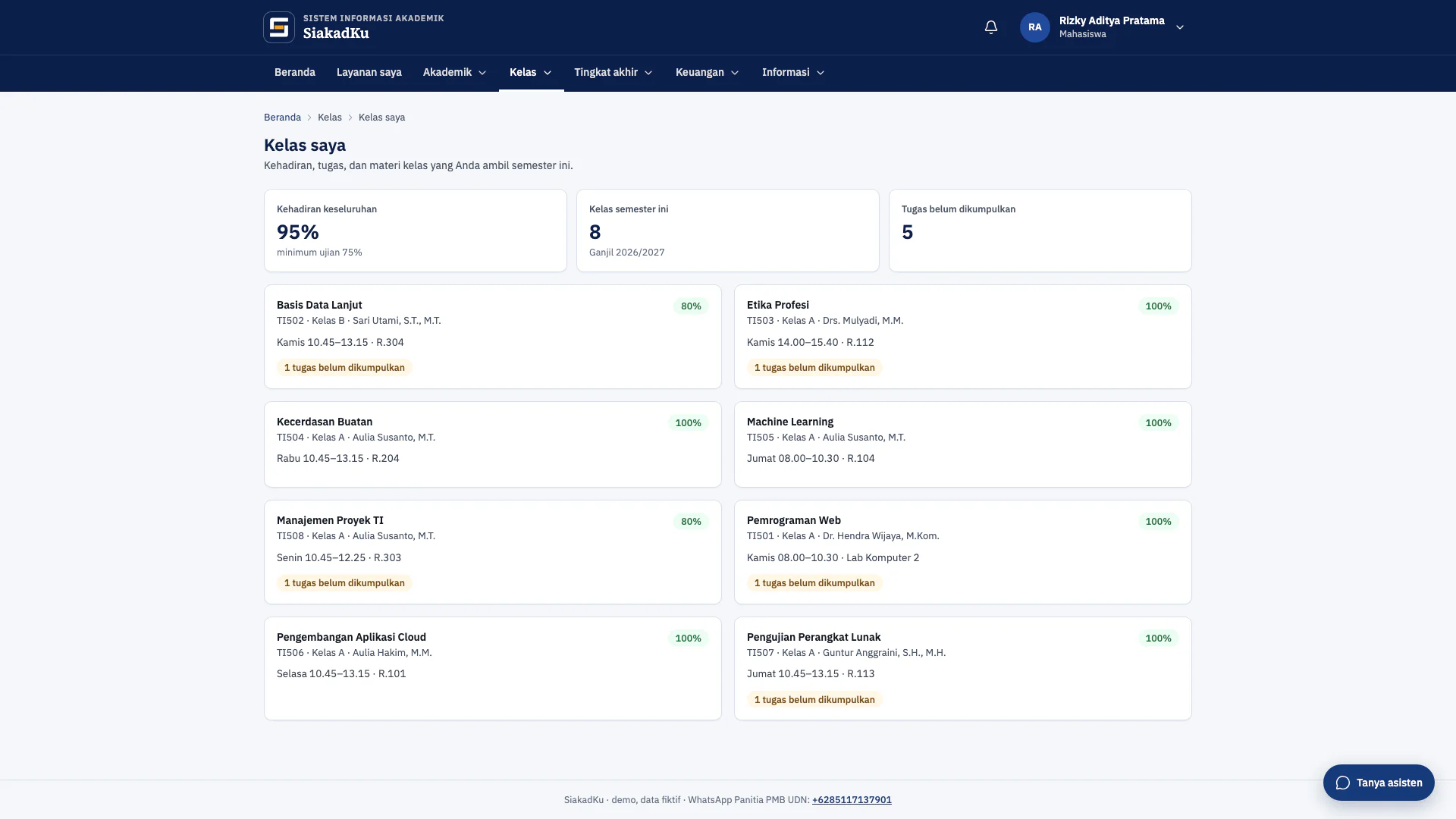 Gallery Web Sistem Informasi Akademik Kampus (SiakadKu)