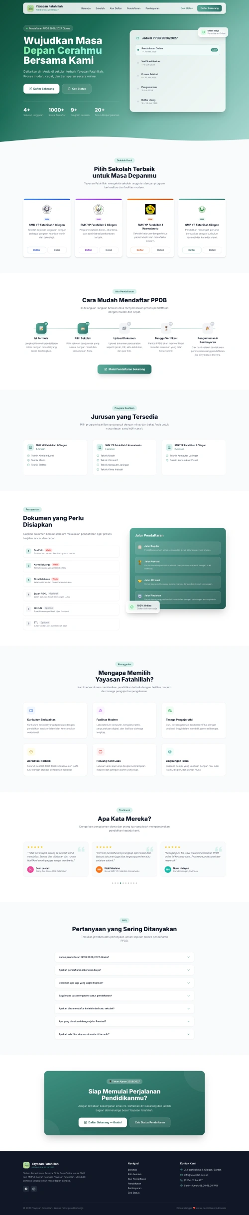 Web PPDB Sekolah Yayasan Fatahillah