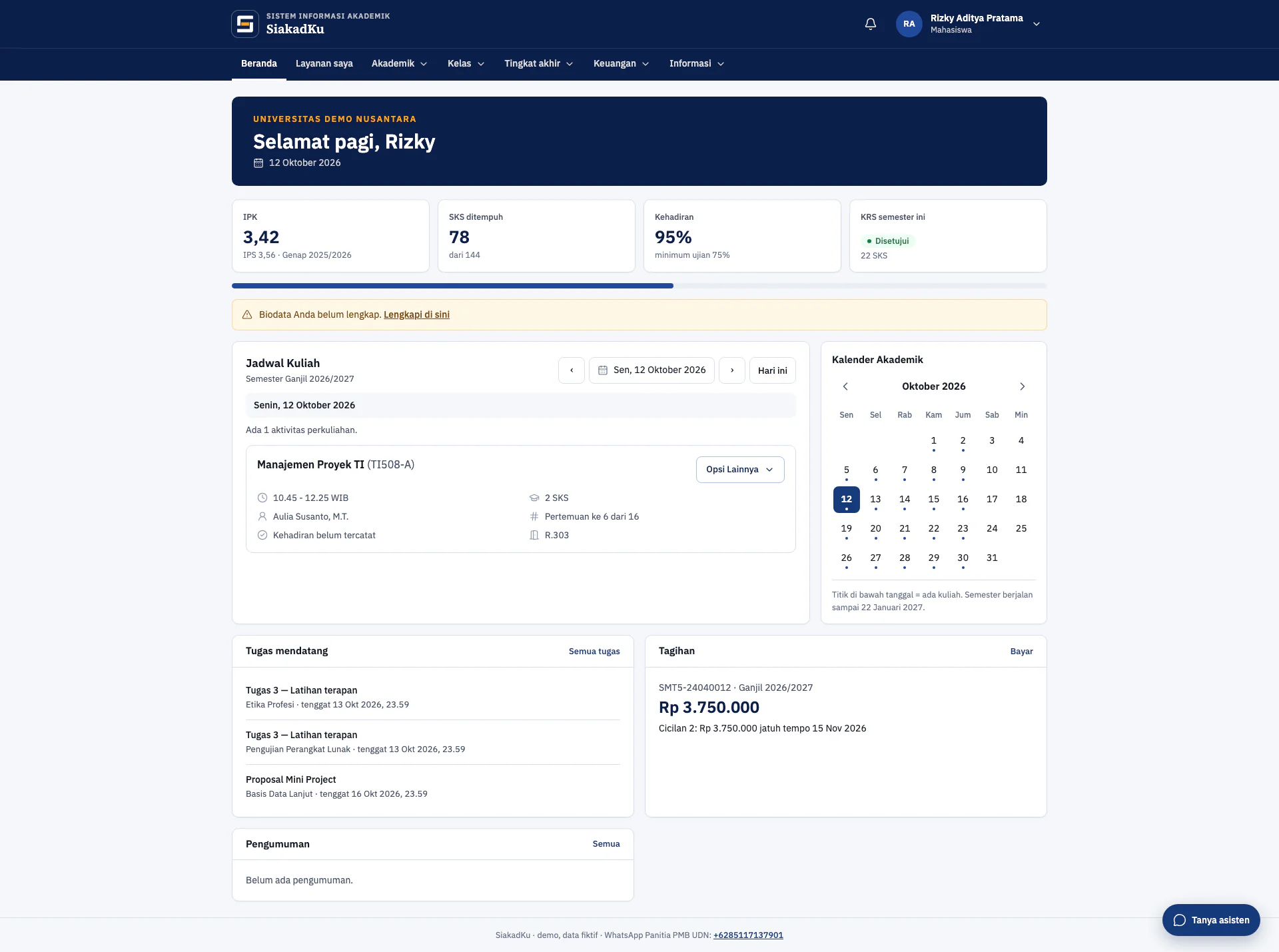 Web Sistem Informasi Akademik Kampus (SiakadKu)