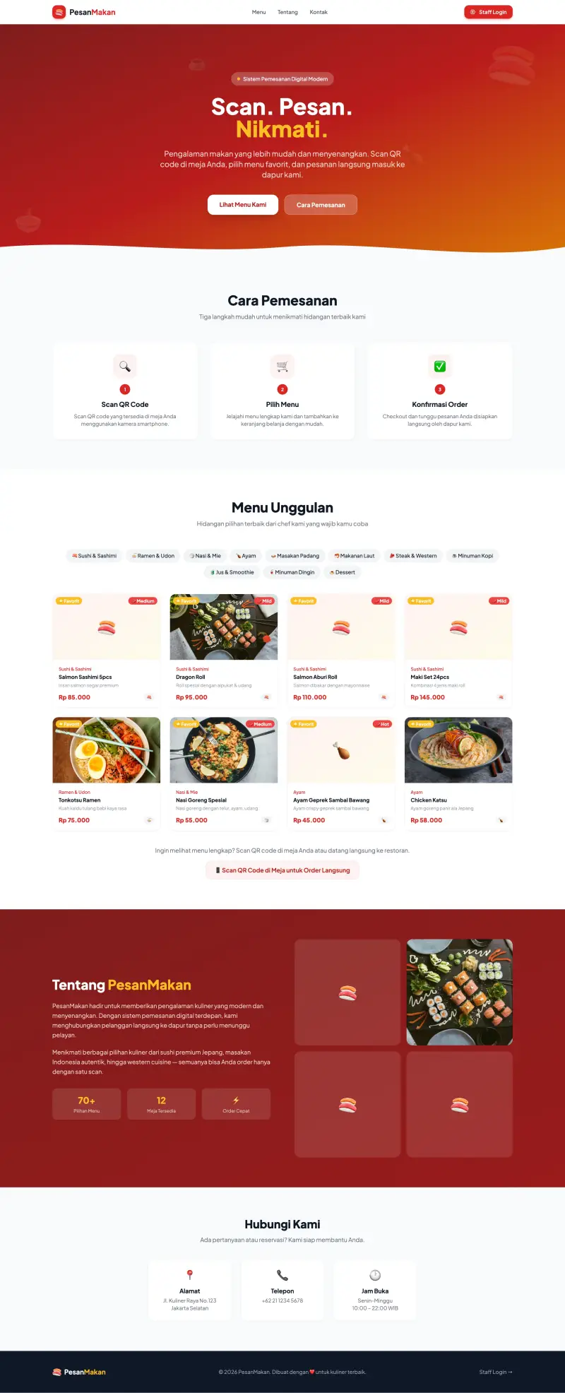 Web Pesan Makan Scan QR