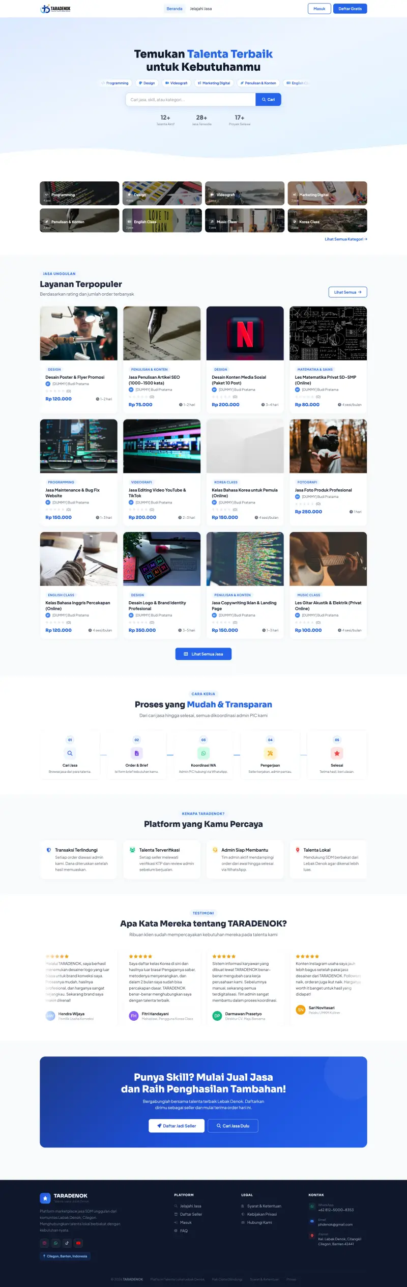 Web Marketplace Jasa Freelancer Taradenok