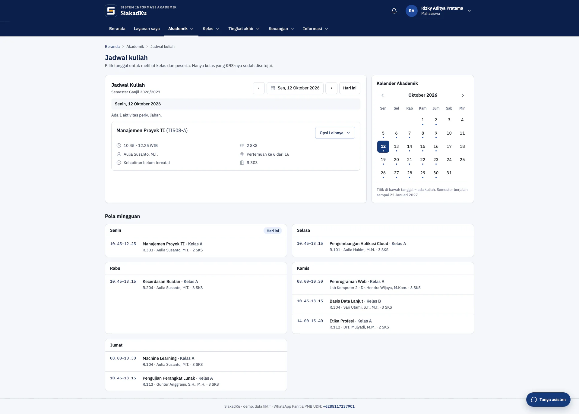 Gallery Web Sistem Informasi Akademik Kampus (SiakadKu)
