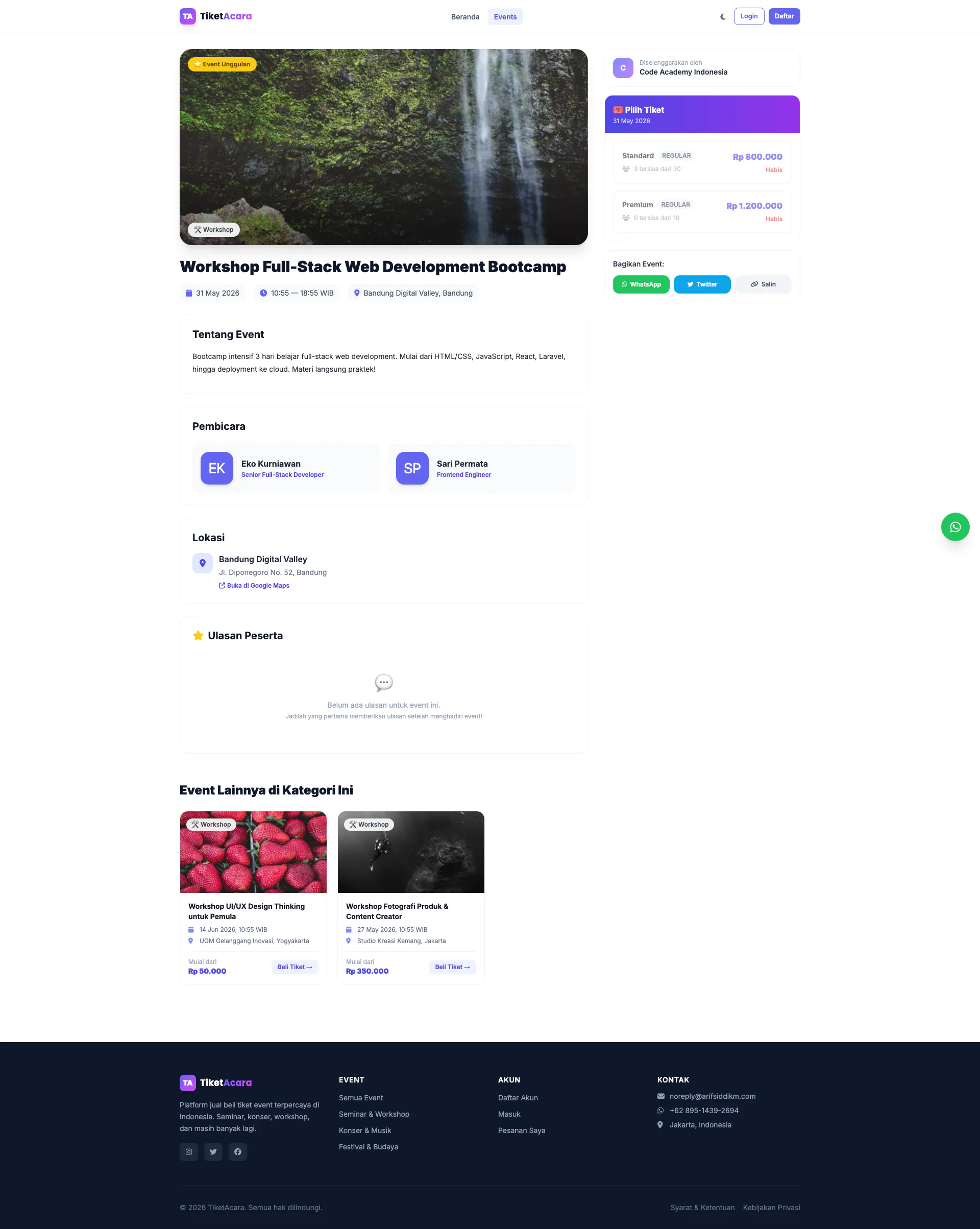 Gallery Web Pemesanan Tiket Acara Online